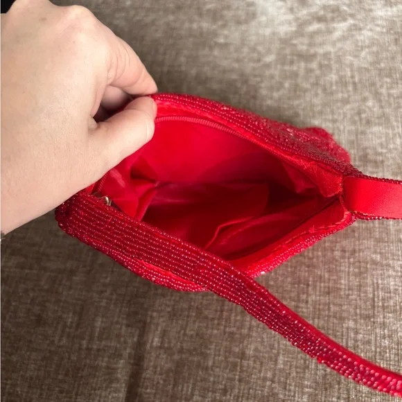 Vintage red beaded evening bag - Picture 2 of 3